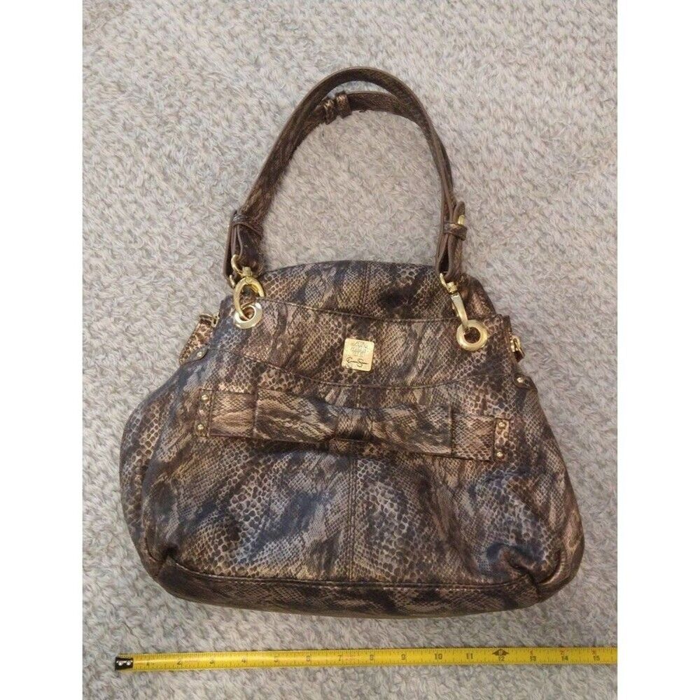 Jessica Simpson bow snakeskin handbag Y2K City Vintage Feminine Bow - Picture 11 of 12